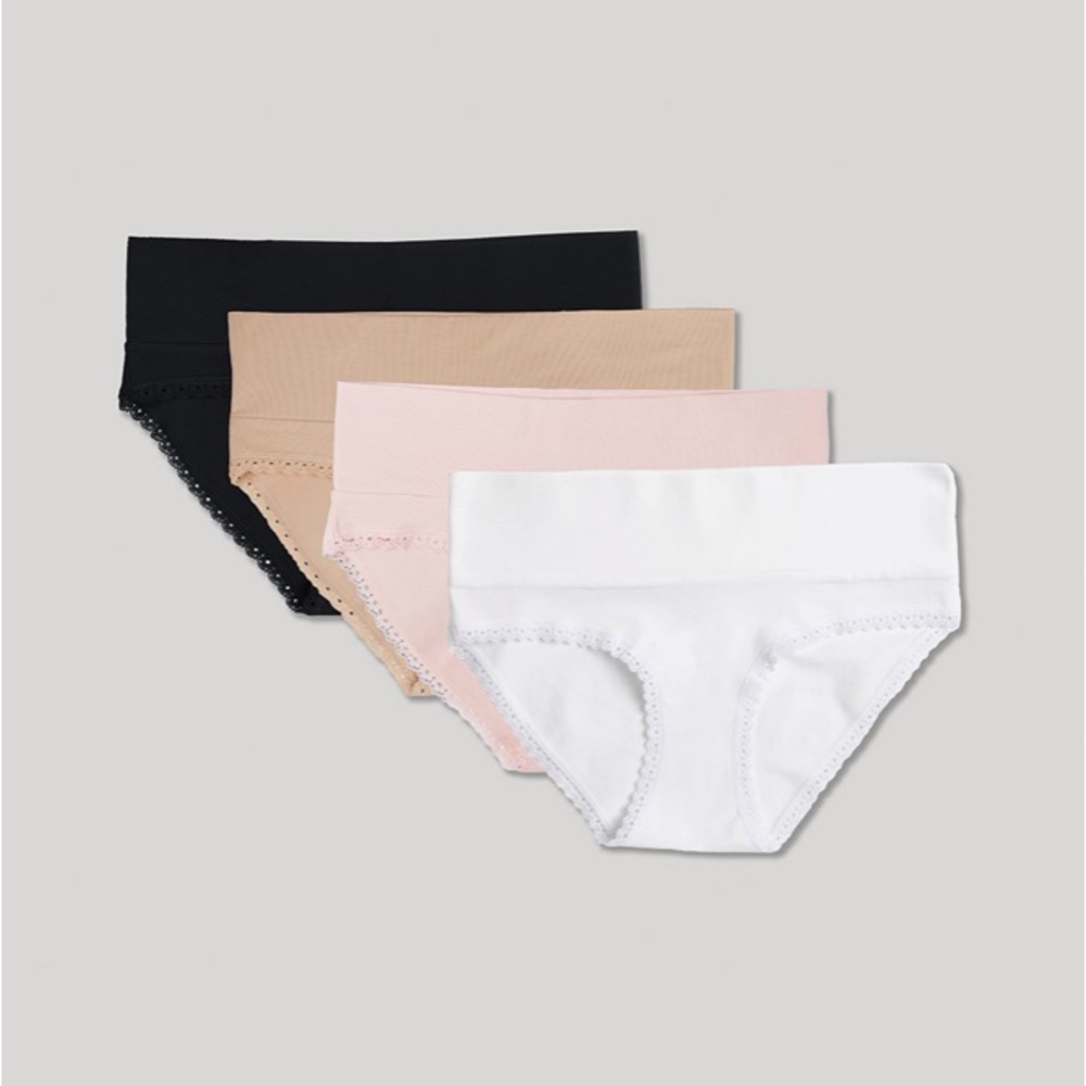 Pact Organic Cotton Maternity Foldover Hipster 4-Pack Panties Underwear Large